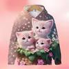2024 Kawalii Ragazze Vestiti Felpe con Cappuccio per Bambini Gatto Felpa con Cappuccio Moda Cartone Animato Primavera Autunno Casual Cartone Animato Stampa Maglioni per Bambini