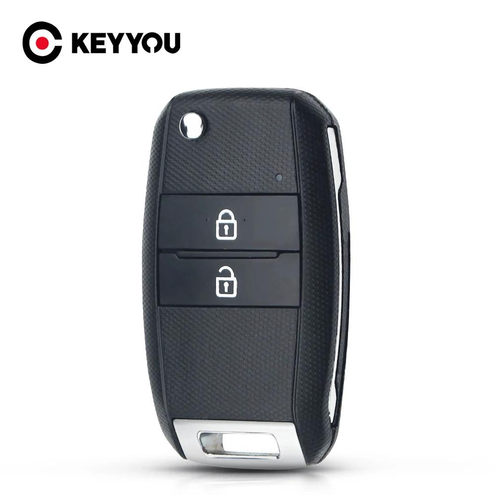KEYYOU Boîtier de clé à distance pliable à 2 boutons pour Kia Sorento Carens HY18R