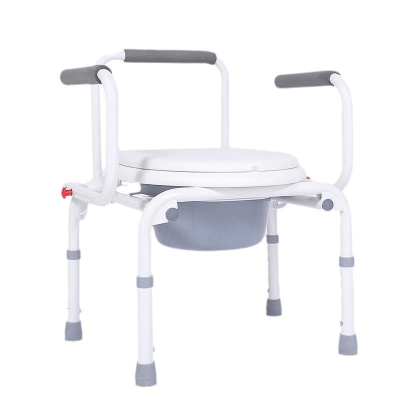 Adjustable Armrest Commode Chair for Elderly, Pregnant Women & Mobile Toilet Use