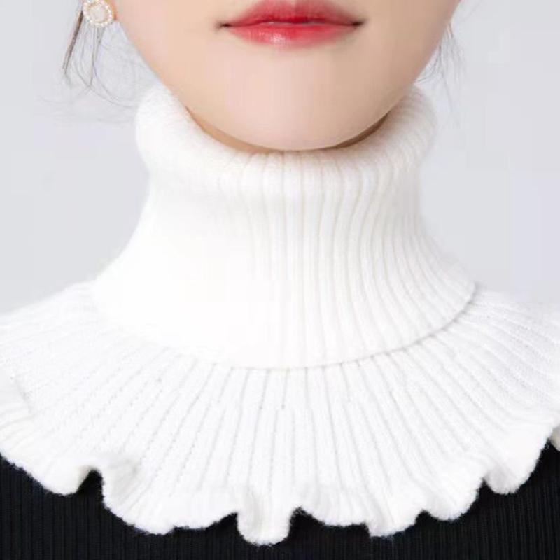 

Женский теплый шейный шарф, вязаный шерстяной шарф с высоким воротником, осенние и зимние украшения One size белый