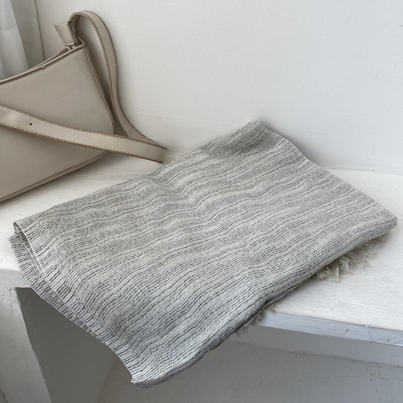 Scarf for Women In Autumn  Fresh and Versatile Contrasting Stripes Texture  Cotton and Linen Thin Shawl Scarf Scarf