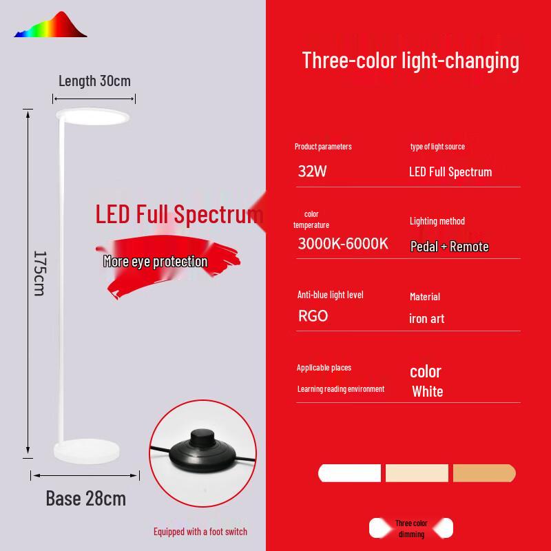 Minimalist Rechargeable LED Floor Lamp with 3-Color Dimming