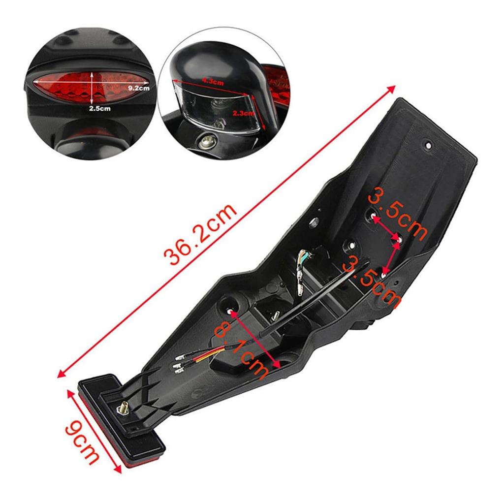 SZYUMO Universal Rear Fender with LED Brake Light and Warning Motorcycle Modified Mud Guard Lamp Lamp, (Red Cover)