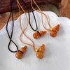 Creative Wood Gourd Pendant Necklace Long Rope Necklace Handmade Adjustable Rope Sweater Chain Present for Women Girls