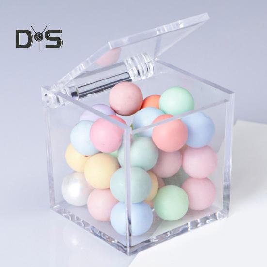 Priehľadné akrylové krabičky Malé štvorcové kockové nádoby s viečkom Plastový organizér na ukladanie sladkostí piluliek drobných šperkov