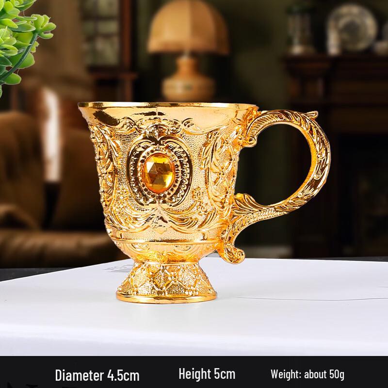 LISM Handmade Vintage Enamel Gold Wooden Liquor Cups - Set of 3