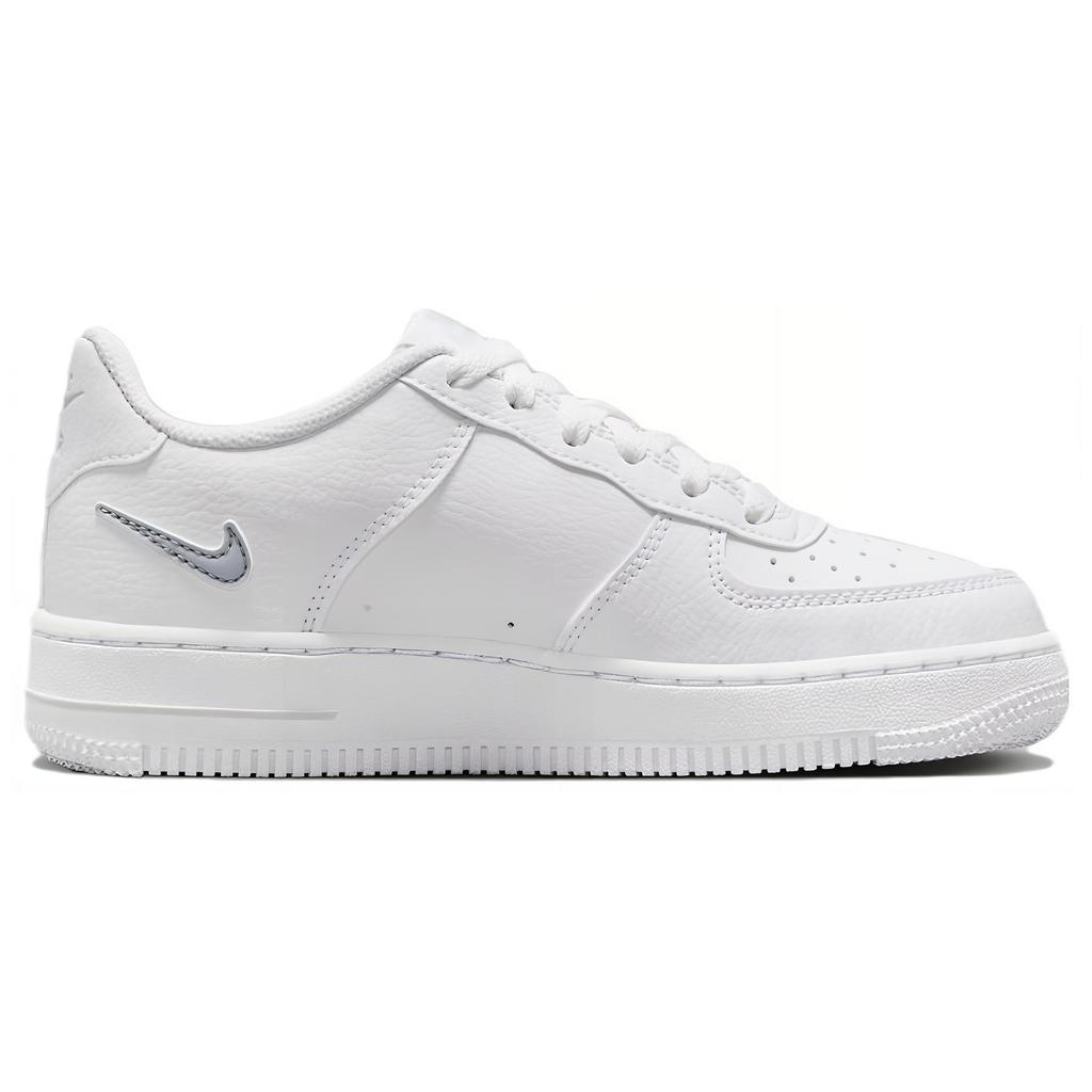 New Nike Air Force 1 GS Cut Out Swoosh - White Photon Dust FQ2413-100