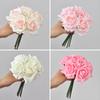 Artificial Roses Single Stem 5pcs Fake Silk Flower Arrangement Bouquet Real Touch for Home Party Wedding Decoration(Light Pink)
