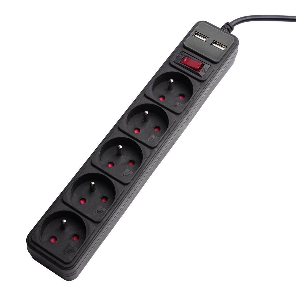 Akyga Ak-Sp-05U Surge Protector Power Strip Extension Cord 5 Sockets 1.5