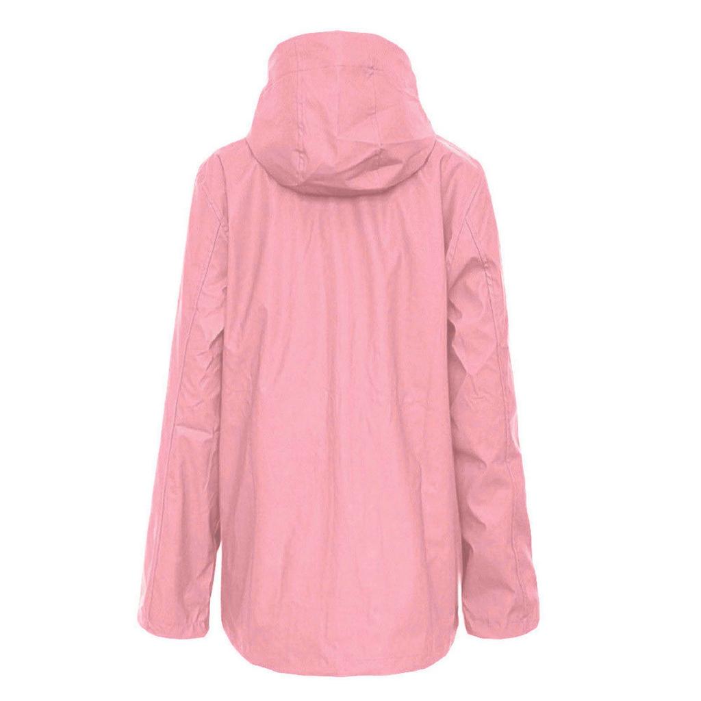 Damen Solid Rain Outdoor Plus Size Kapuzen-Regenmantel, winddichter Jackenmantel