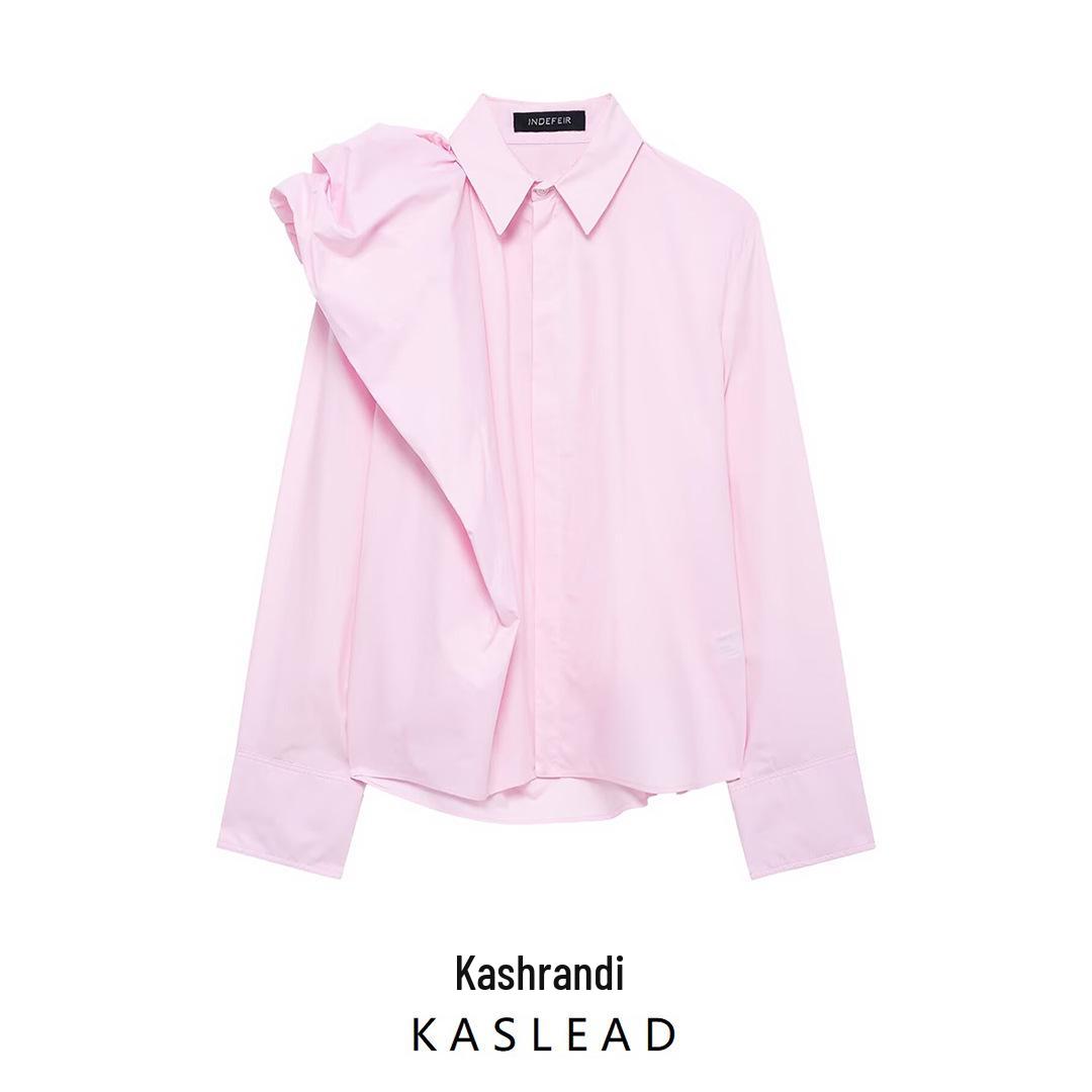 

2025 Spring Women s European & American Style Puff Sleeve Poplin Shirt L