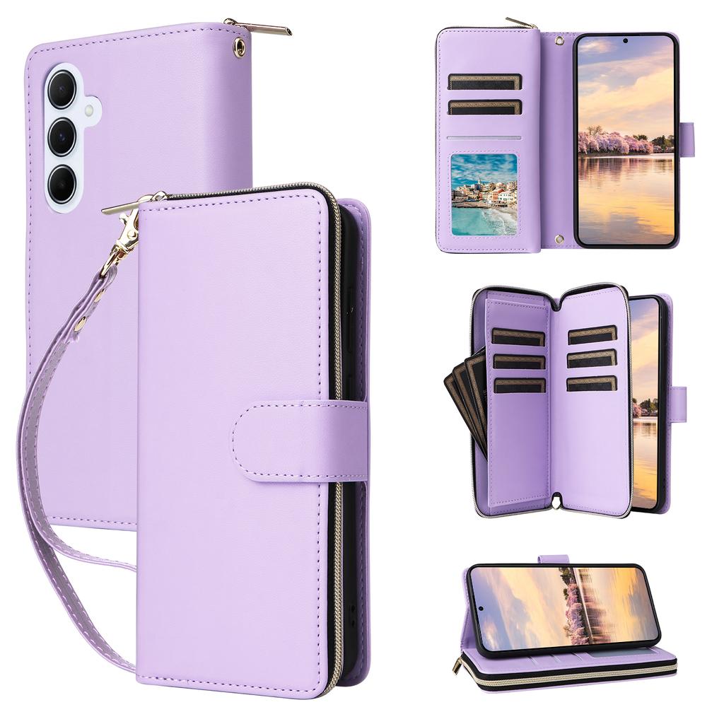 R20 For Samsung Galaxy A55 5G Case Zipper Wallet Stand View Leather Phone Cover