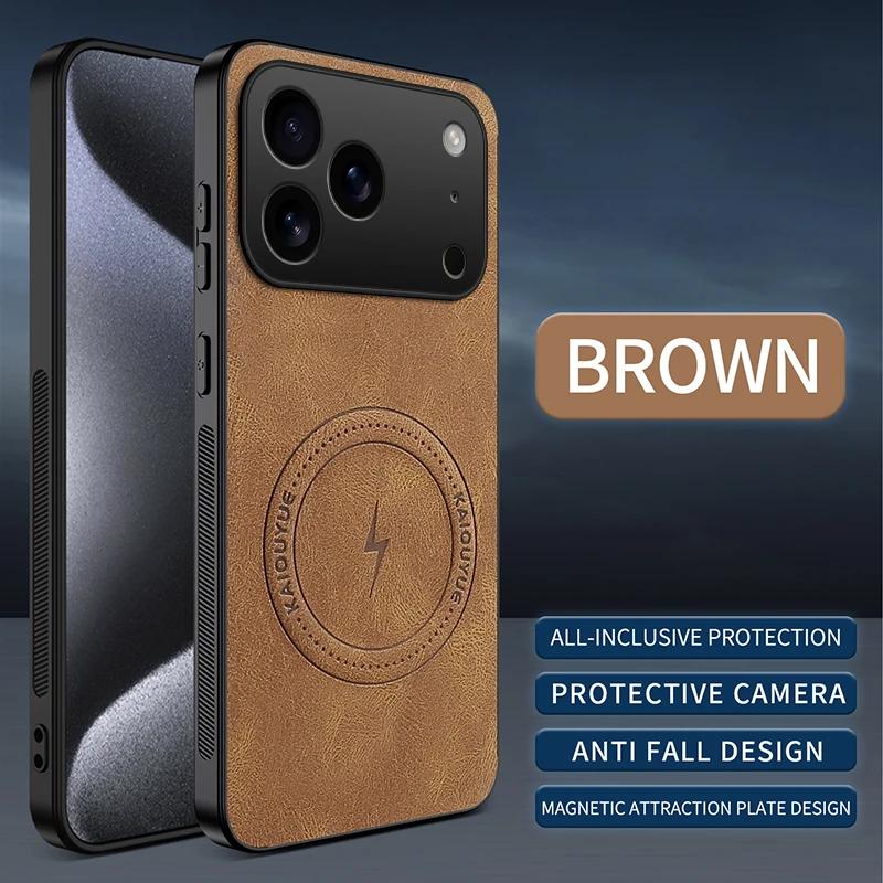 For iPhone 18 Pro Max/18Pro Case Simple Stylish Magnetic Suction Luxury PU Leather Skin-friendly Anti-drop Cover For iPhone18Pro