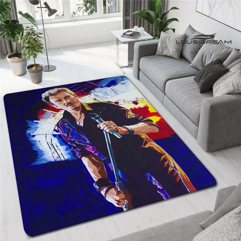 Französischer Rockstar Johnny Hallyday bedruckter Teppich, Spielzimmer, Wohnzimmer, Schlafzimmer, rutschfester Teppich, Fotografie-Requisiten, Geburtstagsgeschenk