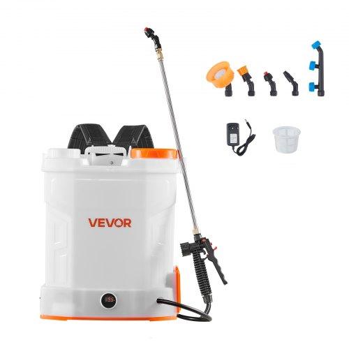 VEVOR Battery Powered Backpack Sprayer, 12L Powerful Electric Backpack Sprayer, 2 Retractable Wands & 5 Nozzles, Adjustable 0-90 PSI