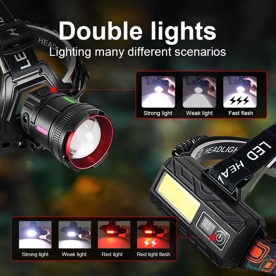 2026 LED Sensor Headlight Super Bright 1000M Headlamp Most Powerful Head Flashlight Waterproof Outdoor Fishing Lantern