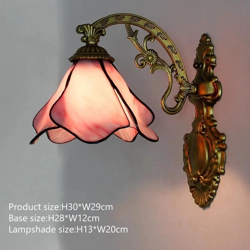 Vintage Baroque Stained Glass Lampshade Stained Glass LED Wall Lamp Wall Light Aisle Corridor Balcony Sconce Lighting  (No Bulb)
