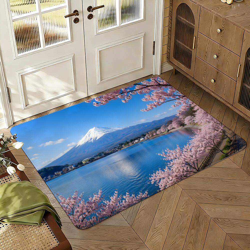 Mount Fuji Floor Mat Soft Thickened Absorbent Non-Slip Bedroom Living Room Door Mat Home Decor Flannel Rugs
