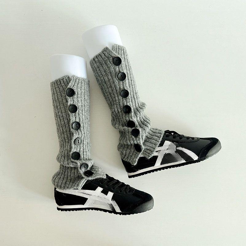 Autumn Winter Spice Girl Wool Knitted Leg Warmers Button Lace Slouchy Socks JK Calf Leg Warmers Spring Y2K