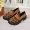Leather Shoes for Women Fashion Leopard Platform Shoes Women Slip On Loafers High Quality Soft Sole Women Shoe Big Size 2025 New