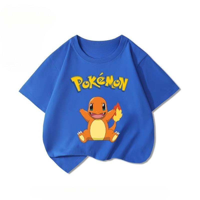 Potdemiel Summer New Pikachu Print Children's T-Shirt, Boys and Girls, Comfortable and Breathable Children's T-Shirt