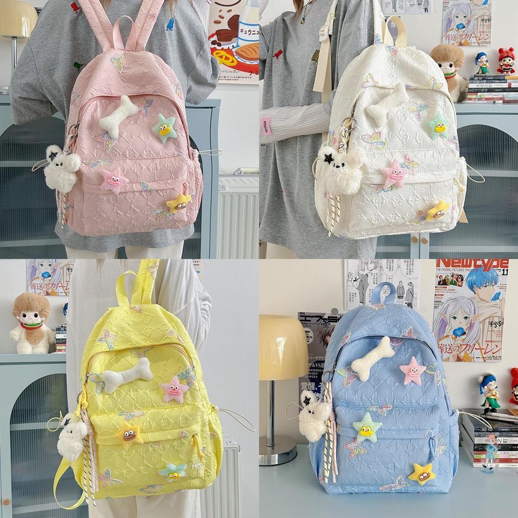 Embroidered Girls Butterfly Backpack With Waterproof Design For Travel School