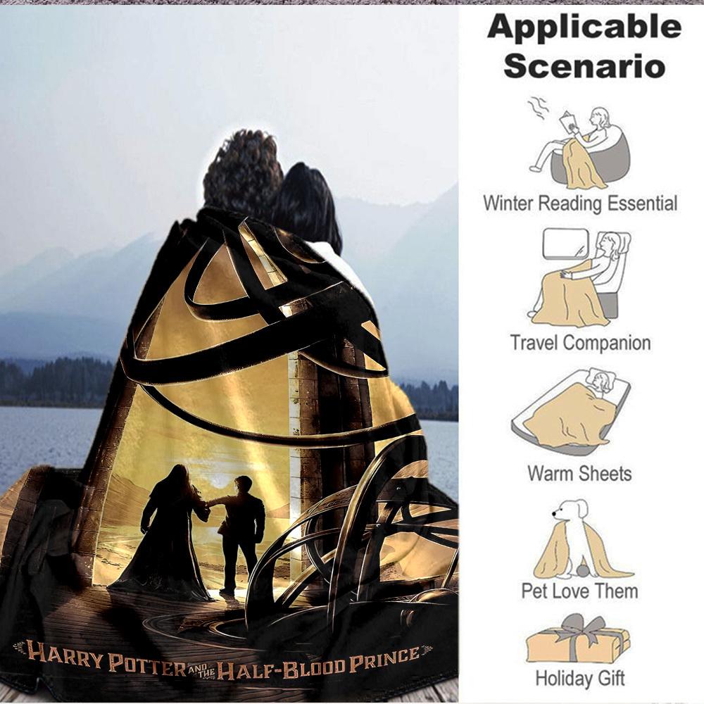 1pc Harry Potter Flannel Throw Blanket - HD Printed Lightweight Soft Warm All-Season Blanket for Sofa, Bed, Travel, Camping 029