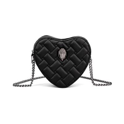 Retro Módna Dámska Reťazová Taška cez Rameno Mini Peňaženka v Tvare Srdca Čierne Malé Kabelky PU Kožené Crossbody Tašky Taška Tote