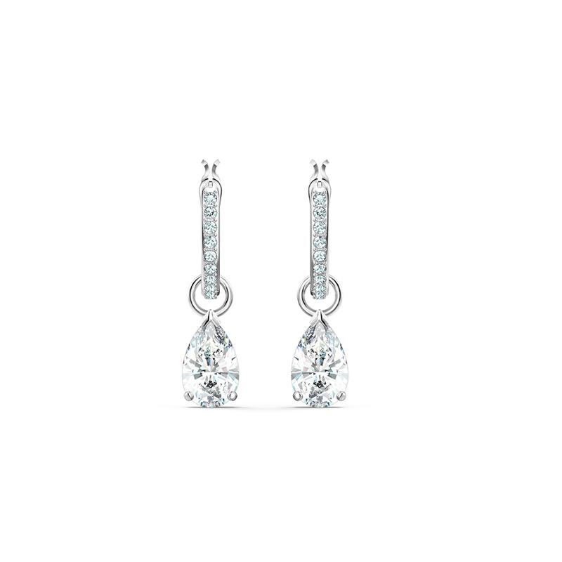 Swarovski Stilla Attract Pear Mini Pierced Crystal Earrings Women s White 5563119