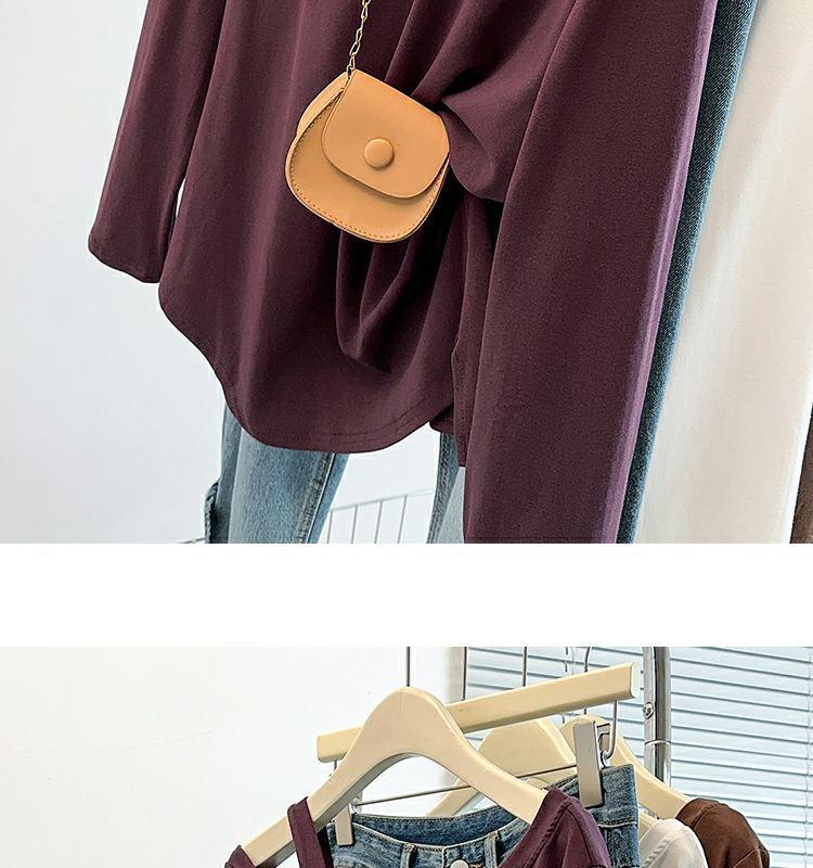 Plus Size Irregular One-Shoulder Long-Sleeve T-Shirt - Women's New Loose Slimming Top for Spring and Autumn