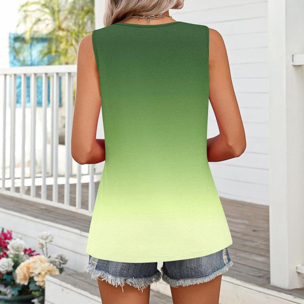 Square Collar Tank Top Women Print Tank Tee Casual Loose Fit Sleeveless Shirt