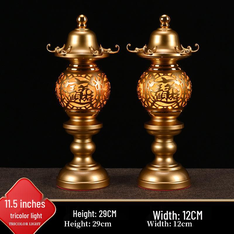 Elephant Head Temple Lantern: Three-Color LED Lotus Buddha Lamp