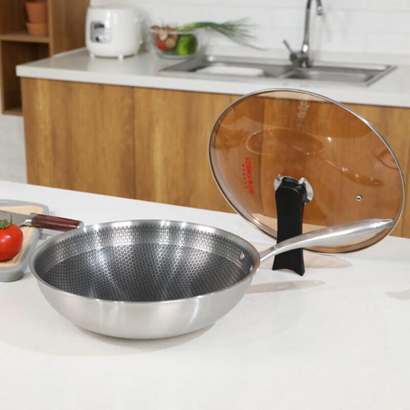 

ShenMoKangBaHe 32cm 304 Stainless Steel Honeycomb Wok