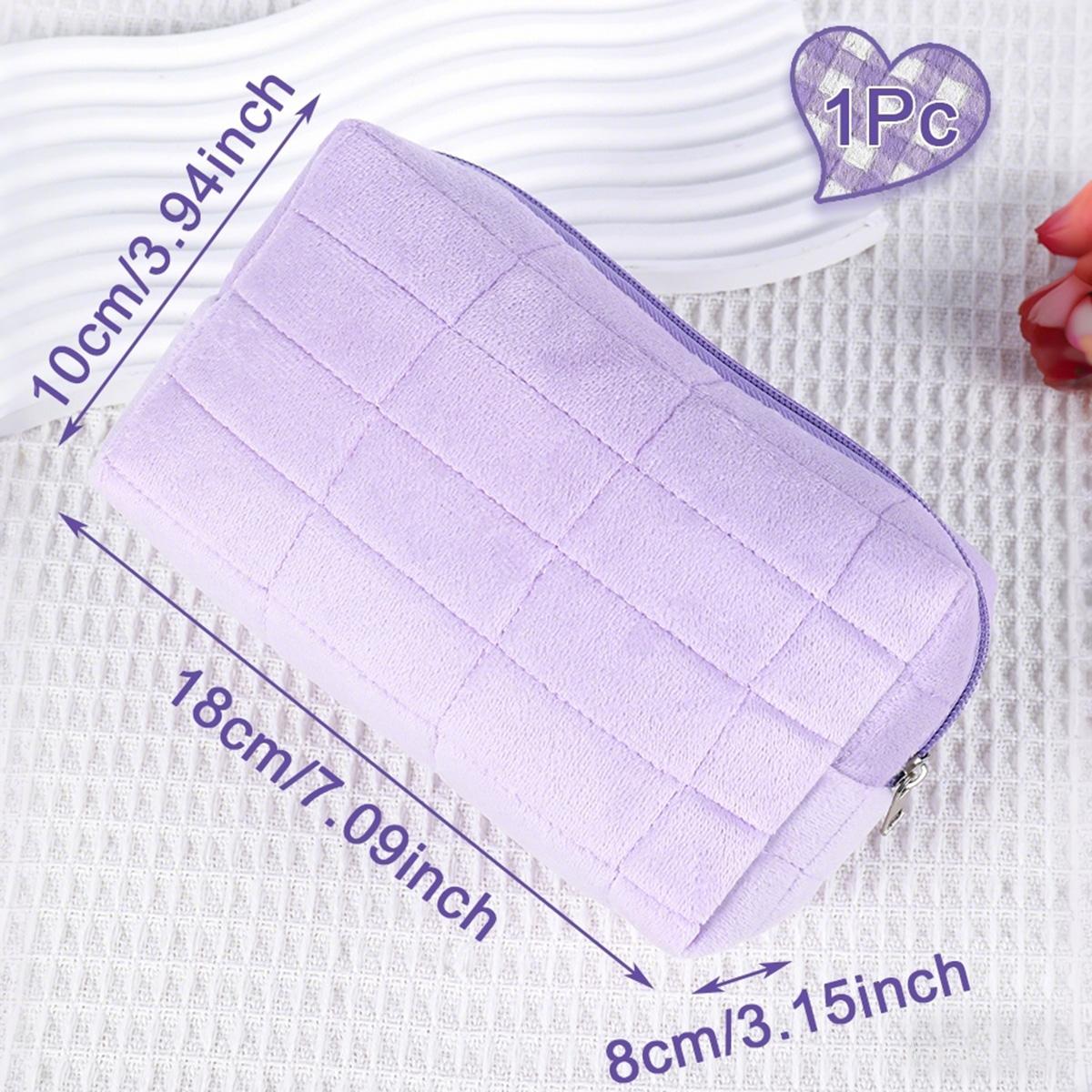 

Cute Purple Plush Makeup Bag Portable Travel Toiletry Pouch Soft Cosmetic Storage Bag Girls Favors Birthday Gifts