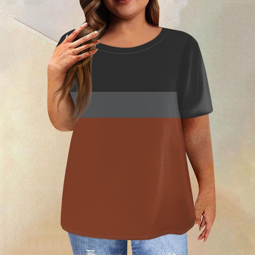 Women's Short Sleeve Shirt Round Neck Plus Size T Shirt Printed Casual Tops