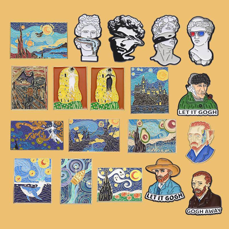 Badge Stylish Metal Brooches With Creative Character Sculptures And Colorful Artistic Finishes For Trendy Lovers Fashion