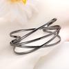 Punk Vintage C-Shaped Opening Bracelets for Women Fashion Simple Cross Layered Metal Cuff Bangle Female Party Daily Jewelry