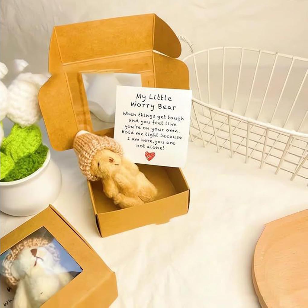 4 Containing Motivational Cards, Worry Teddy Bears, Teddy Bear Boxes, Desk Accessories for and Valentine's Day Gifts