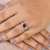 Red garnet ring, natural red gemstone ring round cut silver engagement ring anniversary gift January birthstone ring , handmade garnet ring