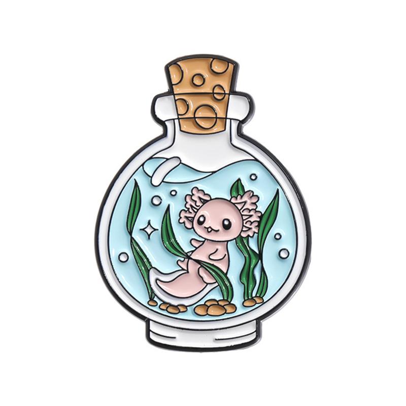 Cartoon Wishing Bottle Enamel Pins Marine Creatures Mushroom Planet Starry Bottle Brooches Lapel Badge Jewelry Gifts for Friends