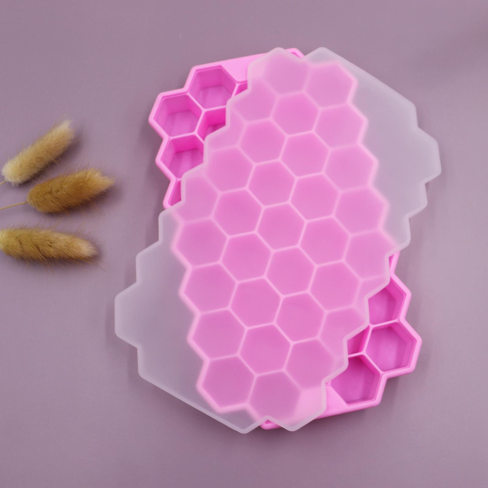 

1 Piece of 37 Grid Uncovered Honeycomb Tray DIY Ice Mold Silicone Material Creative Food Grade Easy To Demold Dustproof Kitchen розовый