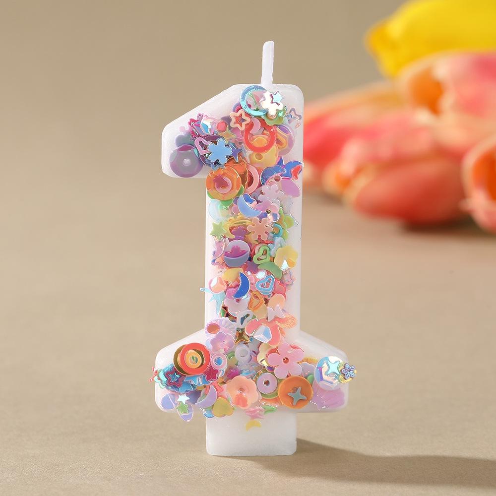 Colorful Sequin Flower Birthday Number Candles – Handmade DIY Cake Decorations