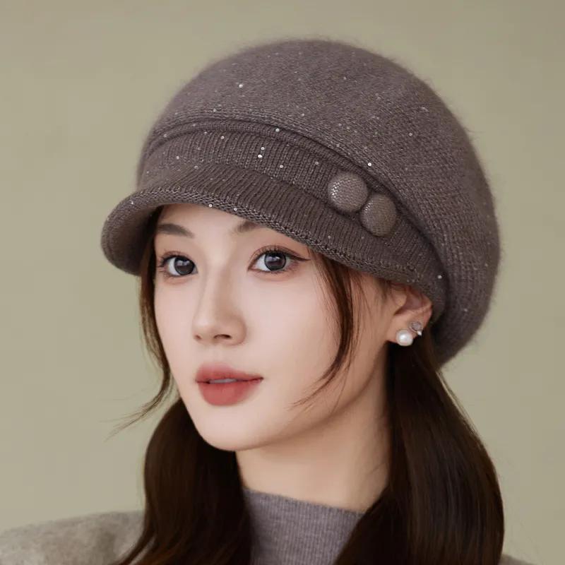 WTEMPO Solid Color Large Brim Bucket Hats Cold-proof Windproof Warm Autumn Winter Casual Verstaile Hats Gifts for Mom