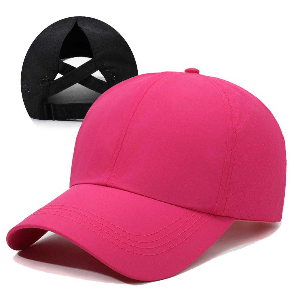 Summer Cap Baseball With Breathable Mesh Cross Design And Solid Color For Daily