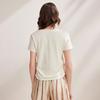 Zhaojun Women's Silk Blend Lace V-Neck Slim Fit Short Sleeve T-Shirt