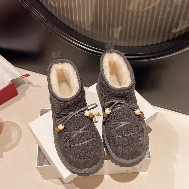Fried chicken versatile [gingerbread house small heater] thick-soled velvet snow boots winter one-pedal cotton shoes shoes women