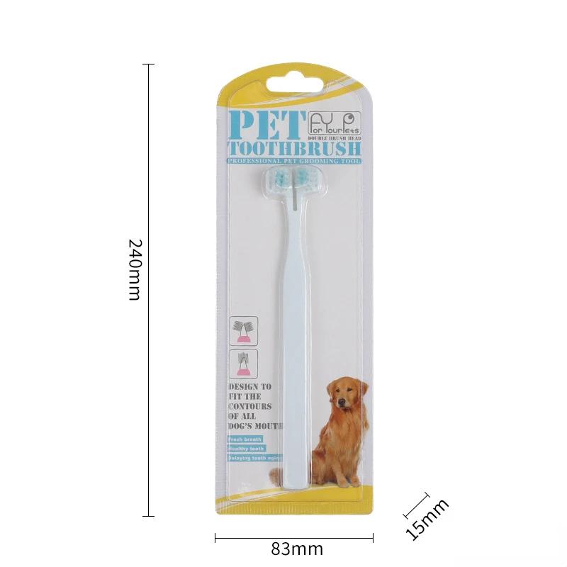 

Double Brush Head Dog Toothbrush Dog Accessories Cat Toothbrush Dog Washing Brush Pets Products Teeth Cleaning Pet белый