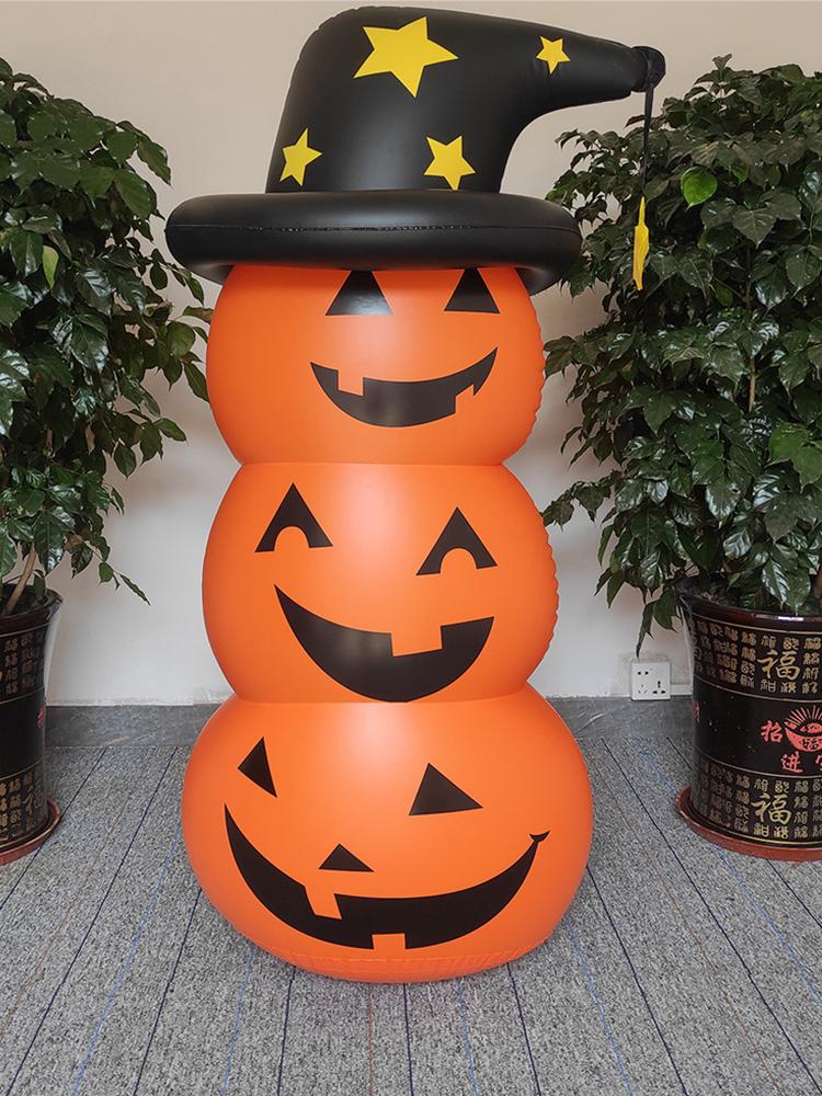 Halloween Standing Inflatable Pumpkin Scary Stacked Inflatable Pumpkins Horror Festival Theme Indoor Outdoor Garden Decorations