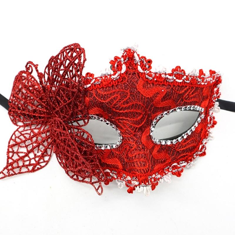 Benátská maska motýla pro ženy Maškarní maska Halloweenská párty maska s držákem Půlmaska Mardi Gras maska