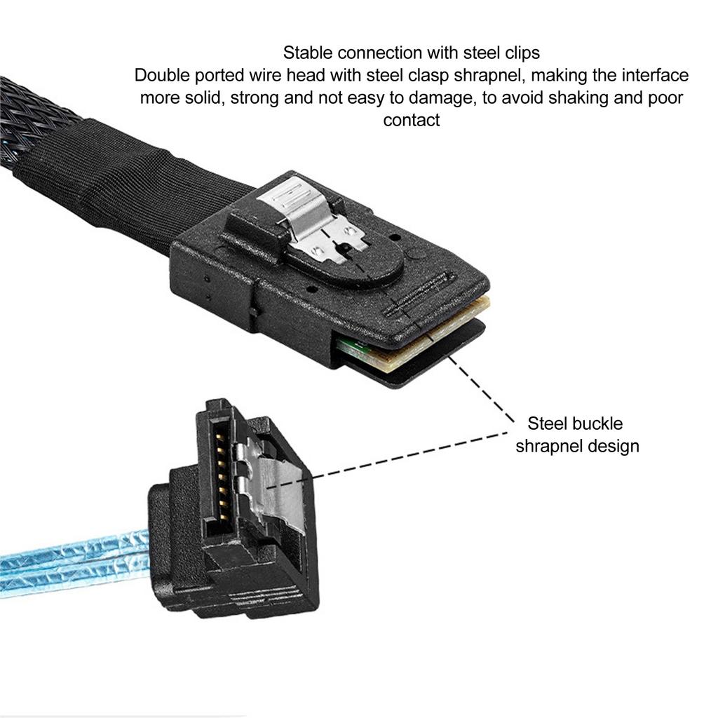 Mini SAS SFF to 4 SATA 7Pin Data Cable Mini SAS SFF 8087 to 4 SATA 7Pin Right Angle Cord for Hard Disk Computer 3.2ft